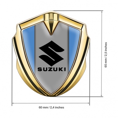 Suzuki Emblem Metal Badge Gold Glacial Blue Black Logo Design