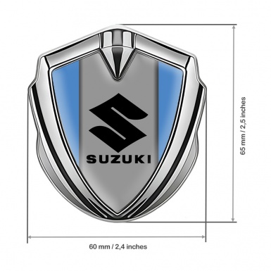 Suzuki Emblem Metal Badge Silver Glacial Blue Black Logo Design