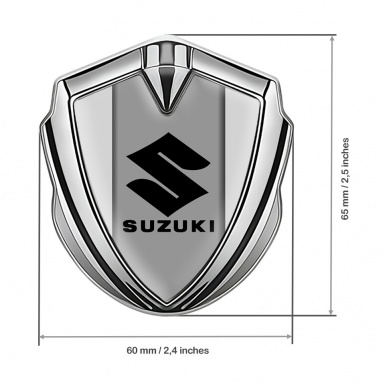 Suzuki 3d Emblem Badge Silver Light Grey Black Logo Edition