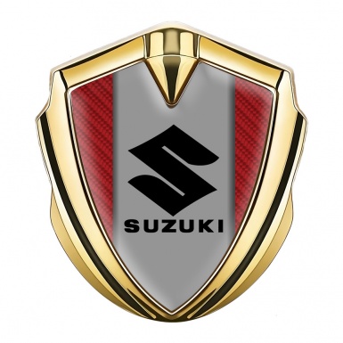 Suzuki Emblem Badge Self Adhesive Gold Red Carbon Black Logo Design