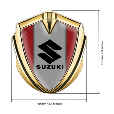 Suzuki Emblem Badge Self Adhesive Gold Red Carbon Black Logo Design