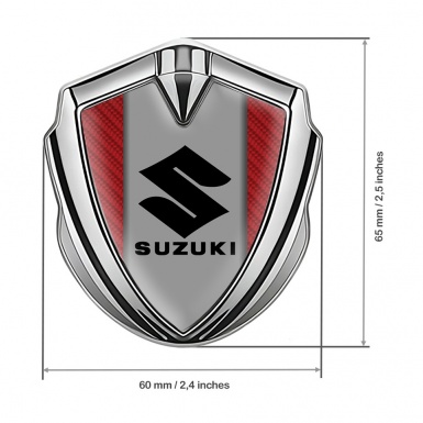 Suzuki Emblem Badge Self Adhesive Silver Red Carbon Black Logo Design