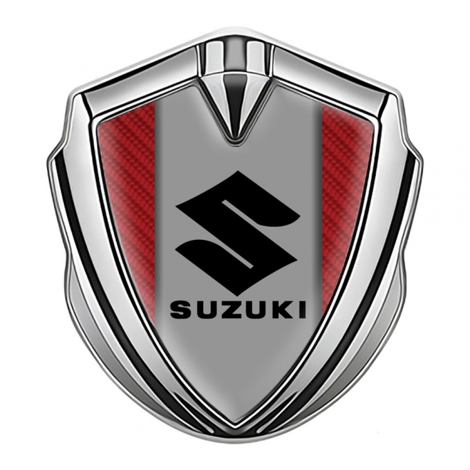 Suzuki Emblem Badge Self Adhesive Silver Red Carbon Black Logo Design