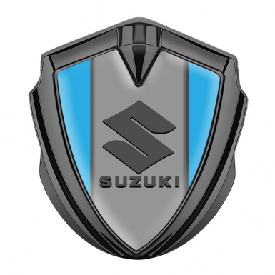 Suzuki Metal Emblem Self Adhesive Graphite Sky Blue Base Black Logo