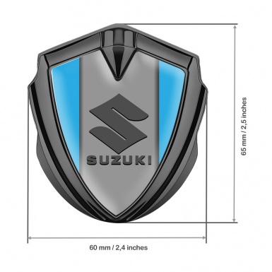 Suzuki Metal Emblem Self Adhesive Graphite Sky Blue Base Black Logo