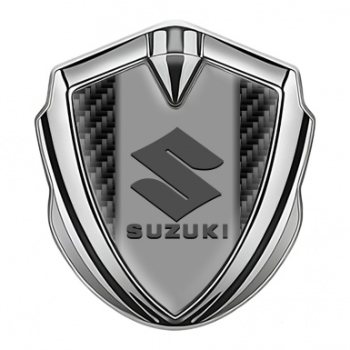 Suzuki Fender Emblem Badge Silver Black Carbon Grey Logo Design