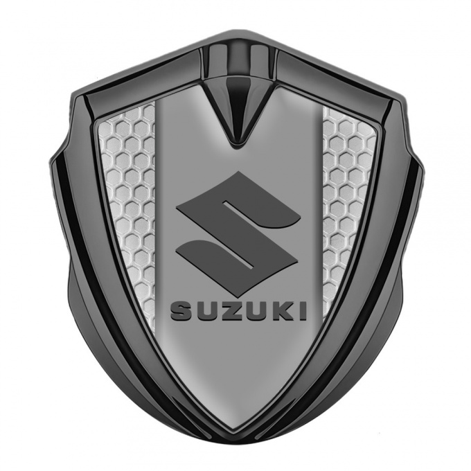 Suzuki Metal Emblem Badge Graphite Grey Honeycomb Grey Logo Edition