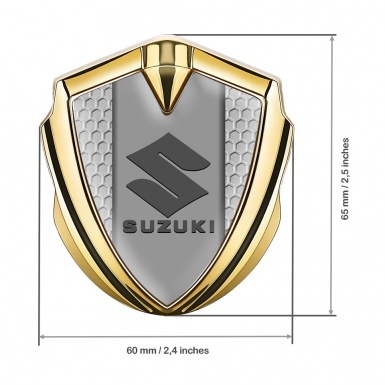 Suzuki Metal Emblem Badge Gold Grey Honeycomb Grey Logo Edition