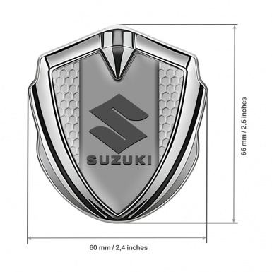 Suzuki Metal Emblem Badge Silver Grey Honeycomb Grey Logo Edition