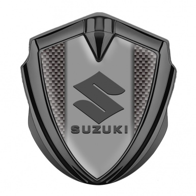 Suzuki Domed Emblem Badge Graphite Carbon Fiber Grey Logo Design