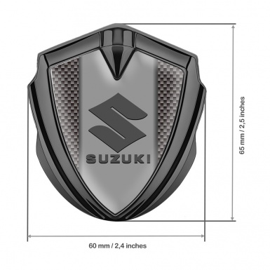Suzuki Domed Emblem Badge Graphite Carbon Fiber Grey Logo Design
