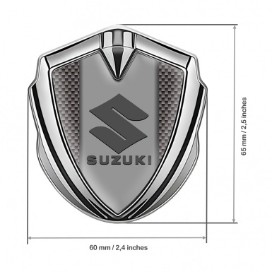 Suzuki Domed Emblem Badge Silver Carbon Fiber Grey Logo Design