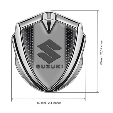 Suzuki Emblem Metal Badge Silver Dark Grate Grey Logo Edition