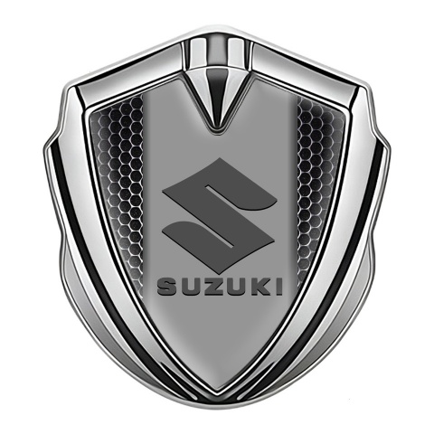 Suzuki Emblem Metal Badge Silver Dark Grate Grey Logo Edition