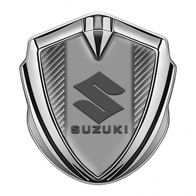 Suzuki 3d Emblem Badge Silver Light Carbon Fiber Grey Logo Edition