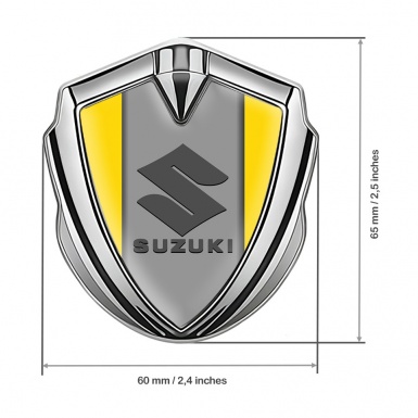 Suzuki Silicon Emblem Silver Yellow Background Grey Logo Edition