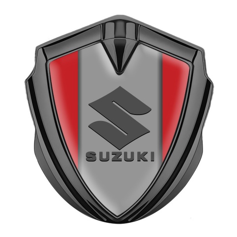 Suzuki Emblem Car Badge Graphite Red Background Grey Logo Edition
