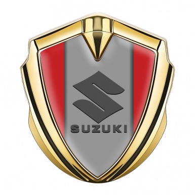 Suzuki Emblem Car Badge Gold Red Background Grey Logo Edition