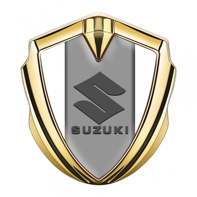 Suzuki Bodyside Emblem Self Adhesive Gold White Base Grey Logo Design