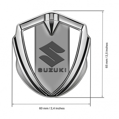Suzuki Bodyside Emblem Self Adhesive Silver White Base Grey Logo Design
