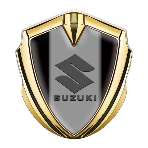 Suzuki Metal Domed Emblem Gold Black Base Grey Logo Design