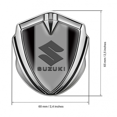 Suzuki Metal Domed Emblem Silver Black Base Grey Logo Design