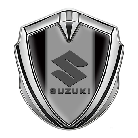 Suzuki Metal Domed Emblem Silver Black Base Grey Logo Design