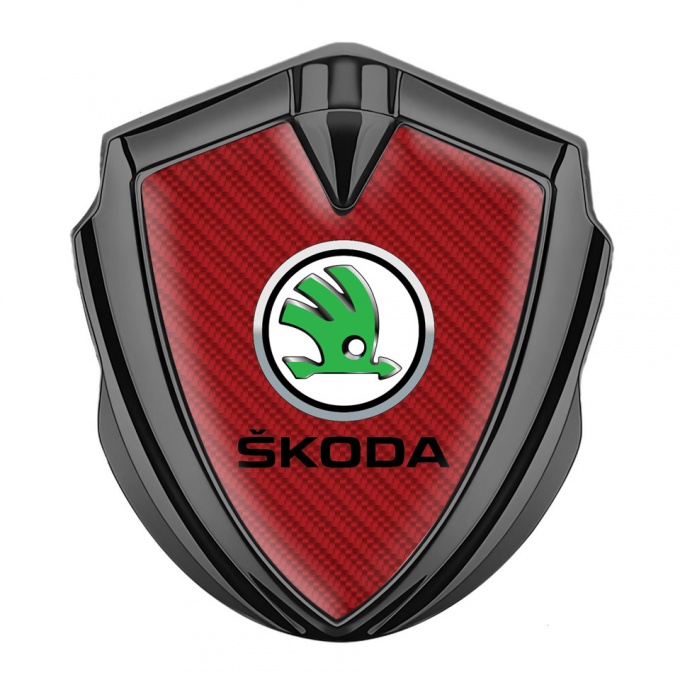Skoda Badge Self Adhesive Graphite Red Carbon Green Metallic Logo
