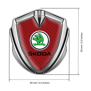 Skoda Badge Self Adhesive Silver Red Carbon Green Metallic Logo