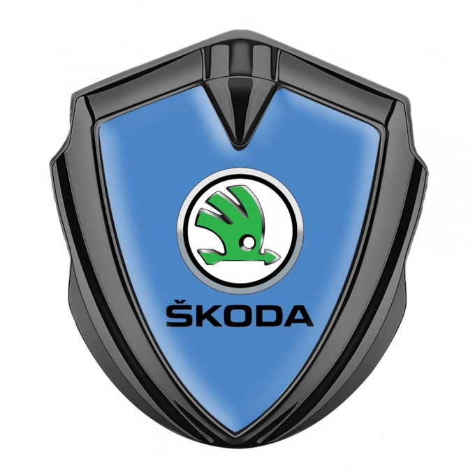 Skoda Metal Emblem Self Adhesive Graphite Glacial Blue Green Metallic Logo