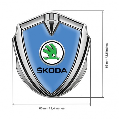 Skoda Metal Emblem Self Adhesive Silver Glacial Blue Green Metallic Logo