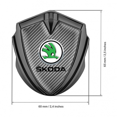Skoda Fender Emblem Badge Graphite Carbon Fiber Green Metallic Logo