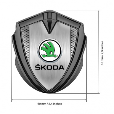 Skoda Domed Emblem Badge Graphite Light Steel Mesh Green Metallic Logo