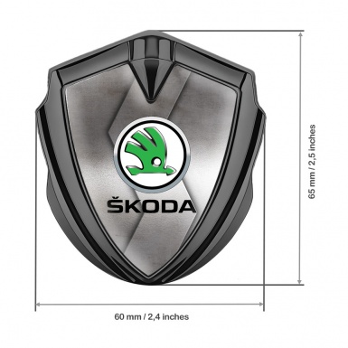 Skoda Emblem Ornament Graphite Polished Cut Steel Green Metallic Logo