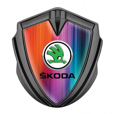 Skoda Bodyside Domed Emblem Graphite Color Scheme Green Metallic Logo