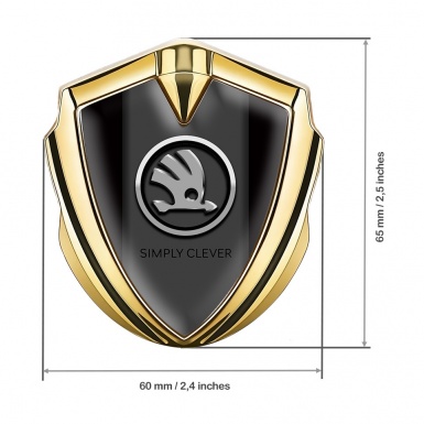Skoda Silicon Emblem Gold Black Background Chrome Logo Edition