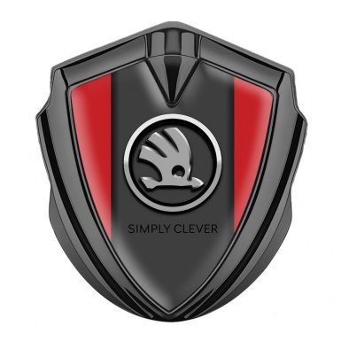 Skoda Bodyside Emblem Self Adhesive Graphite Red Base Chrome Logo Design