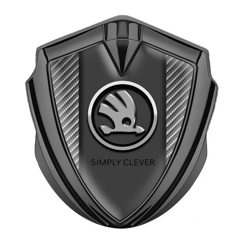 Skoda Badge Self Adhesive Graphite Light Carbon Chrome Logo Design