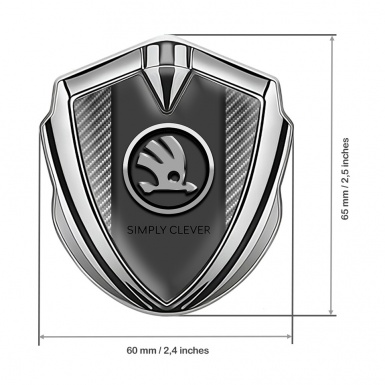 Skoda Badge Self Adhesive Silver Light Carbon Chrome Logo Design