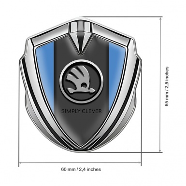 Skoda Emblem Fender Badge Silver Glacial Blue Chrome Logo Design