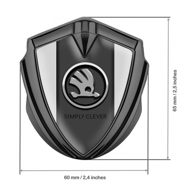 Skoda Metal Emblem Self Adhesive Graphite Grey Print Chrome Logo Design