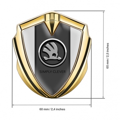 Skoda Metal Emblem Self Adhesive Gold Grey Print Chrome Logo Design
