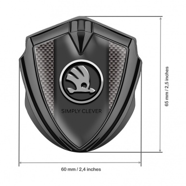 Skoda Fender Emblem Badge Graphite Grey Carbon Chrome Logo Motif
