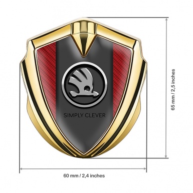 Skoda Emblem Ornament Gold Red Carbon Chrome Logo Motif