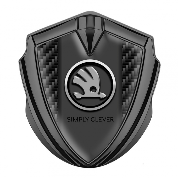 Skoda Bodyside Domed Emblem Graphite Black Carbon Chrome Logo Motif