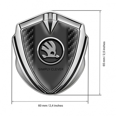 Skoda Bodyside Domed Emblem Silver Black Carbon Chrome Logo Motif