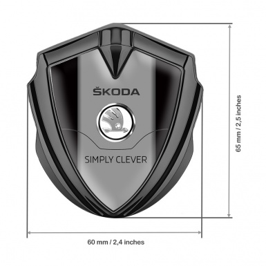 Skoda 3d Emblem Badge Graphite Black Base Steel Logo Design