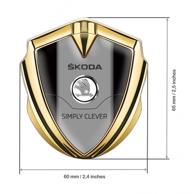 Skoda 3d Emblem Badge Gold Black Base Steel Logo Design