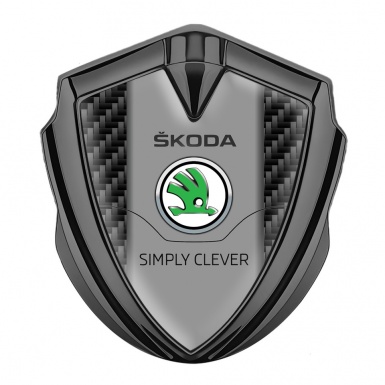 Skoda Silicon Emblem Badge Graphite Black Carbon Classic Logo Design