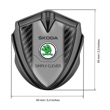 Skoda Silicon Emblem Badge Graphite Black Carbon Classic Logo Design